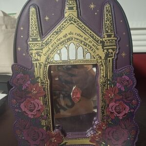 Harry Potter Purple and Gold Decorative Mirror with Red Rose Accents
